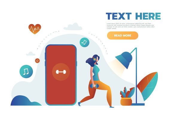 年轻女性站在大的智能手机旁边图片下载