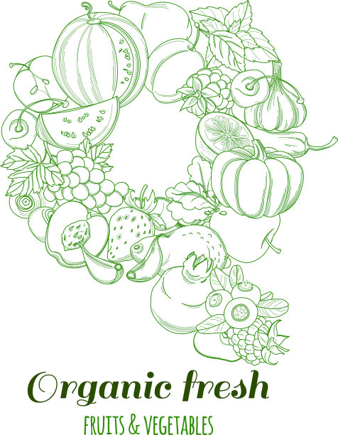 字母q图案标志有机农场新鲜水果图片下载