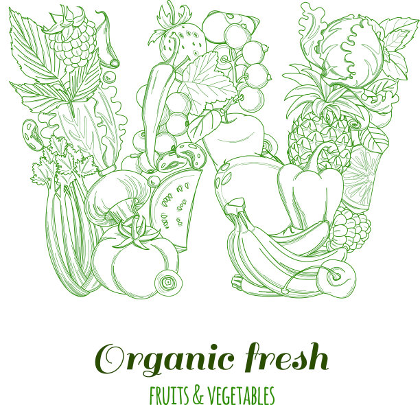 字母w图案标志有机农场新鲜水果图片下载