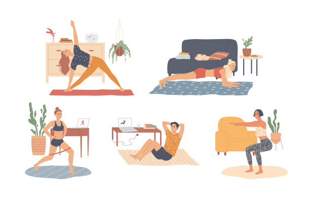 人们在家里锻炼锻炼图片下载