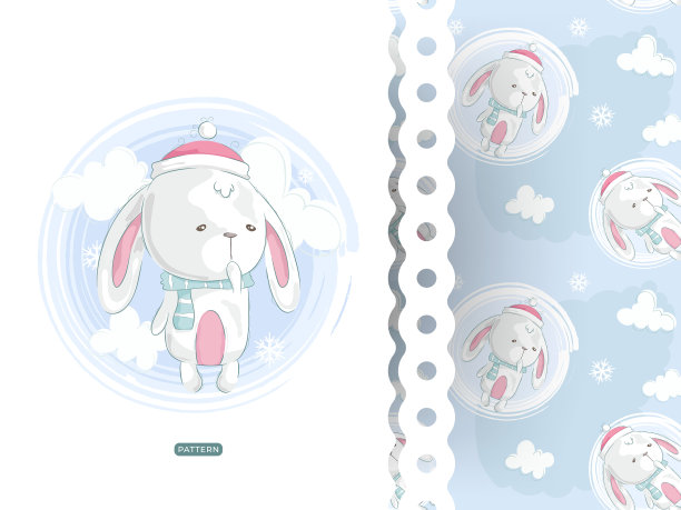 可爱的兔子图案卡片图片下载