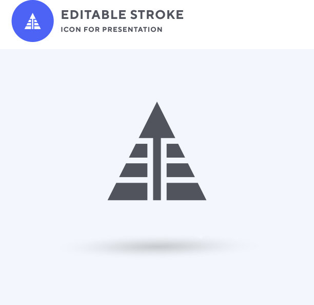 金字塔图标填满了平坦的立体标志图片下载