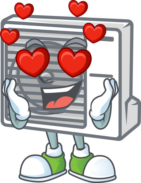 一个浪漫的分离式空调卡通吉祥物图片下载