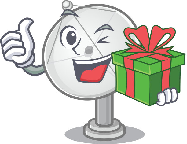 带礼盒的笑脸卫星天线人物图片下载