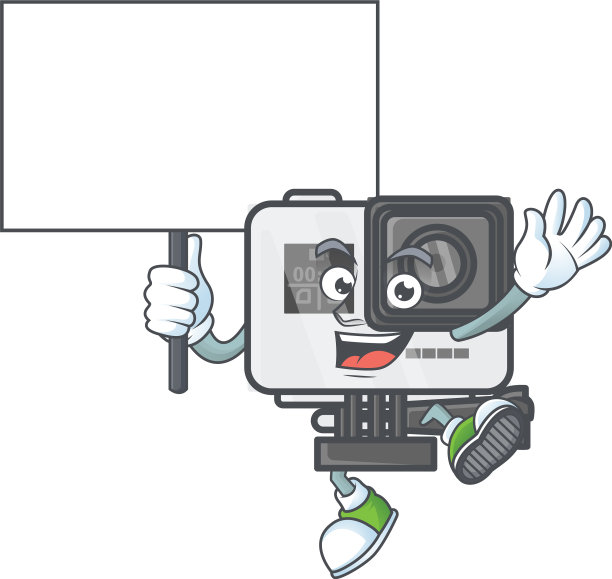 一幅带有画板的动作相机卡通图片下载