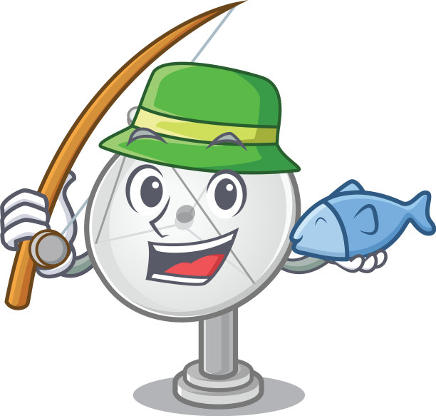 一幅快乐钓鱼卫星碟的设计图片下载