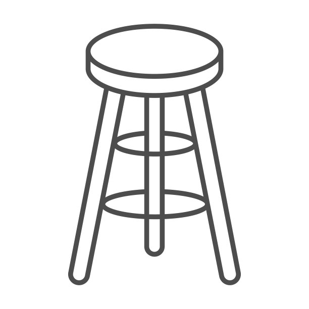 吧台凳细线图标厨房家具图片下载