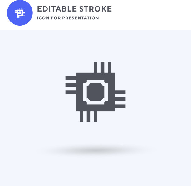 芯片图标填充平面标志固体图片下载