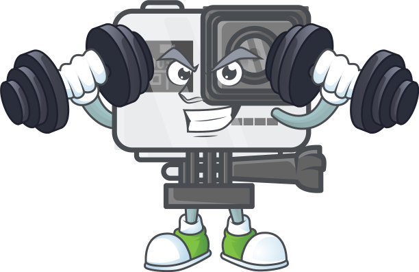 动作摄影机在健身练习中尝试杠铃图片下载