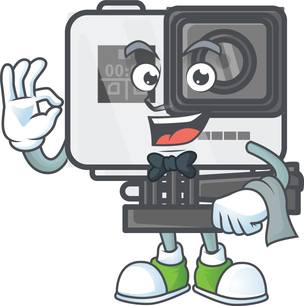 一个动作摄像机卡通吉祥物作为一个服务员图片下载