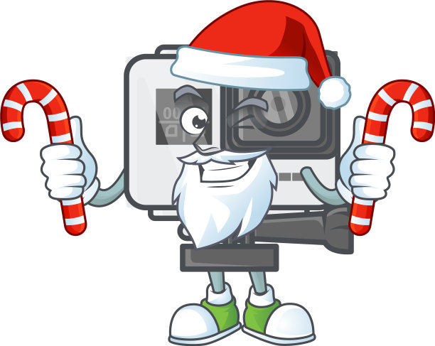 卡通吉祥物风格的动作摄影机在圣诞老人图片下载