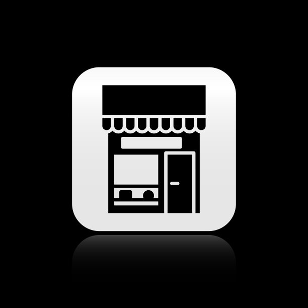 黑色的购物大楼或市场商店图标图片下载