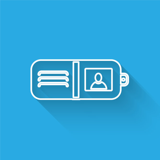 白色线钱包图标孤立与长影子图片下载