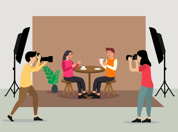 播客工作室设计风格扁平化图片下载