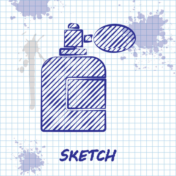 带喷雾器图标的须后水瓶素描线图片下载