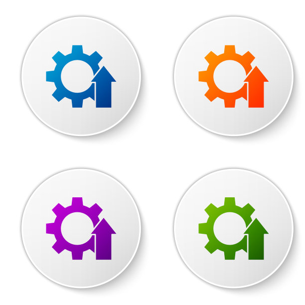 彩色箭头增长齿轮业务图标孤立上图片下载