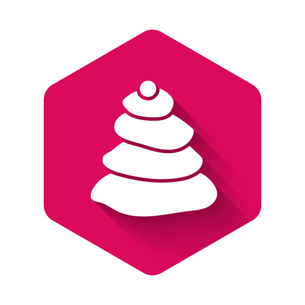 白色堆栈热石图标孤立与长图片下载