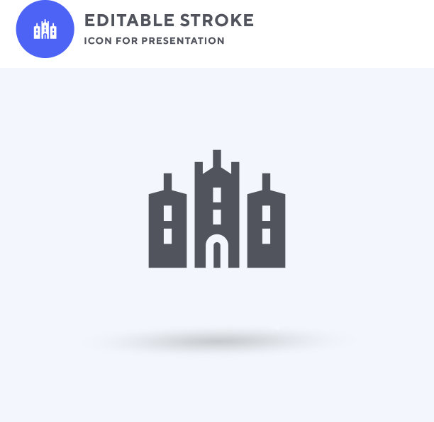 大学图标填充平面标志固体图片下载