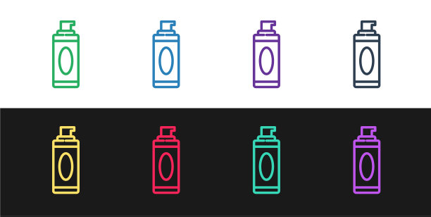 设定线剃须凝胶泡沫图标孤立在黑色图片下载