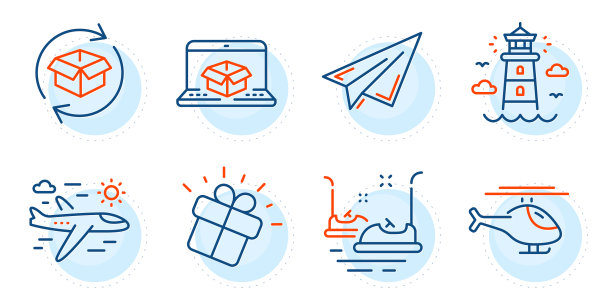 灯塔在线交付和礼品图标集图片下载