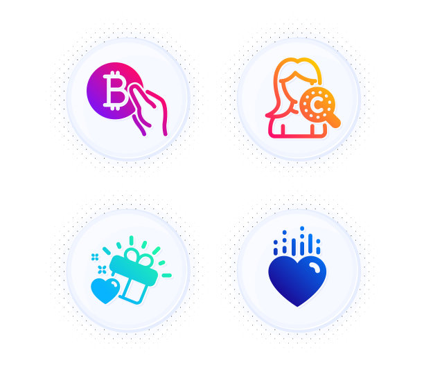爱礼物比特币支付和胶原蛋白皮肤图标集图片下载