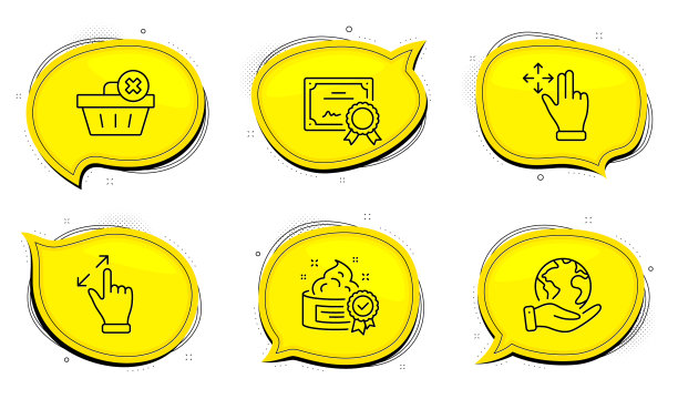 奶油删除顺序和移动手势图标集图片下载