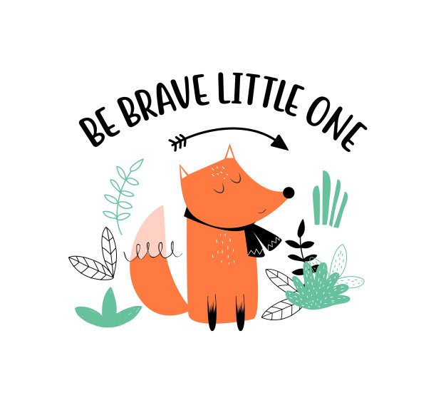 可爱的狐狸印花设计与口号图片下载