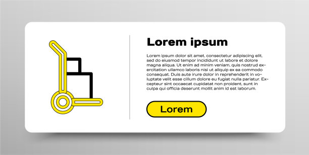 线手推车和箱子图标孤立在白色图片下载