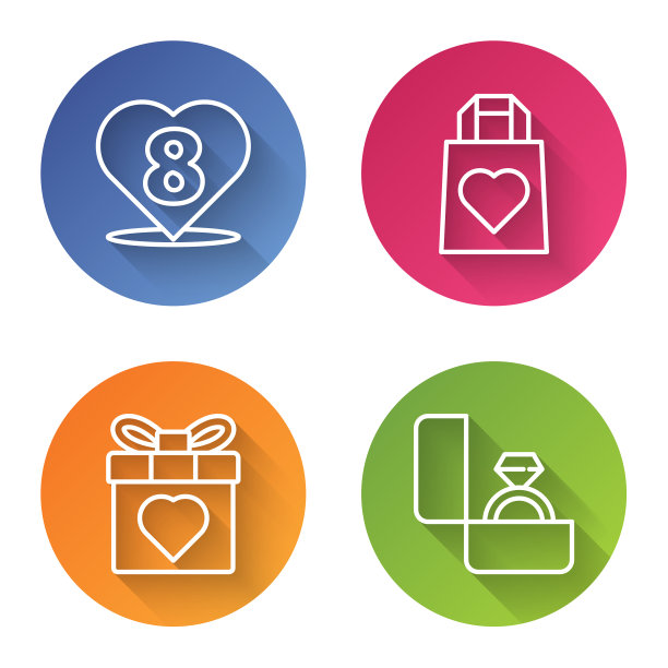 Set line heart with 8 March购物袋图片下载