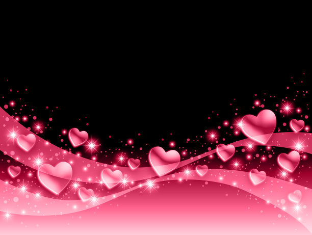 闪闪发光的水晶心和丝带的背景图片下载