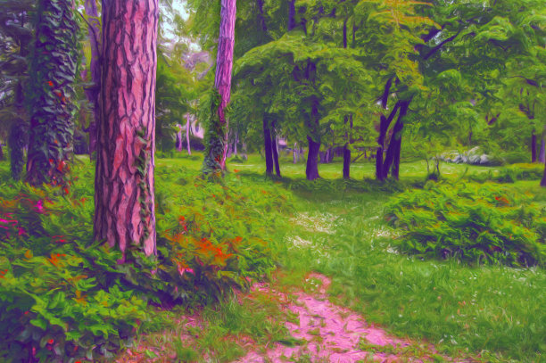 石油山水画图片下载