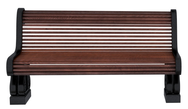 长凳设置在白色背景3d渲染花园长凳与金属底座和木制座位在白色背景3d渲染图片下载