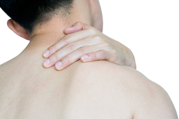 颈痛，肩痛，健康理念，白色背景图片下载