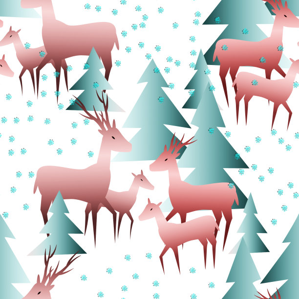 鹿群在冬天的森林里天衣无缝。图片下载