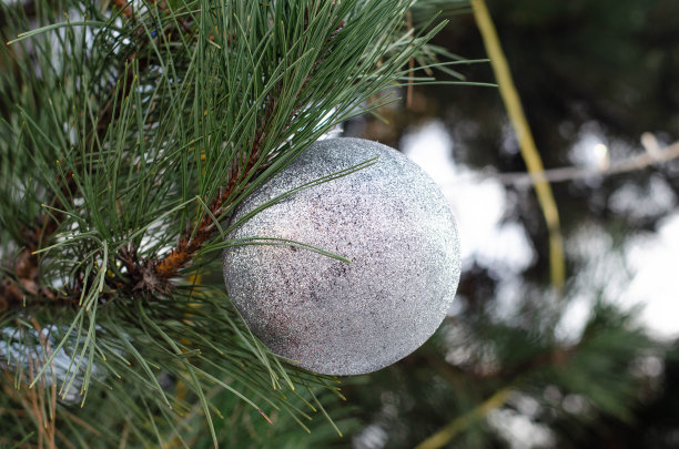 新年的玩具。圣诞树上的圣诞装饰。图片下载