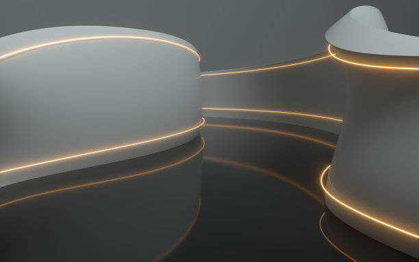 空地板，曲线几何墙面，3d渲染。图片下载