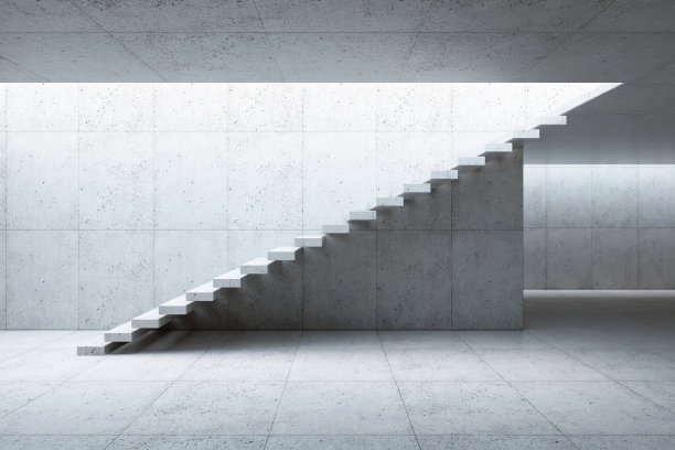 混凝土室内的现代楼梯，3d渲染图片下载