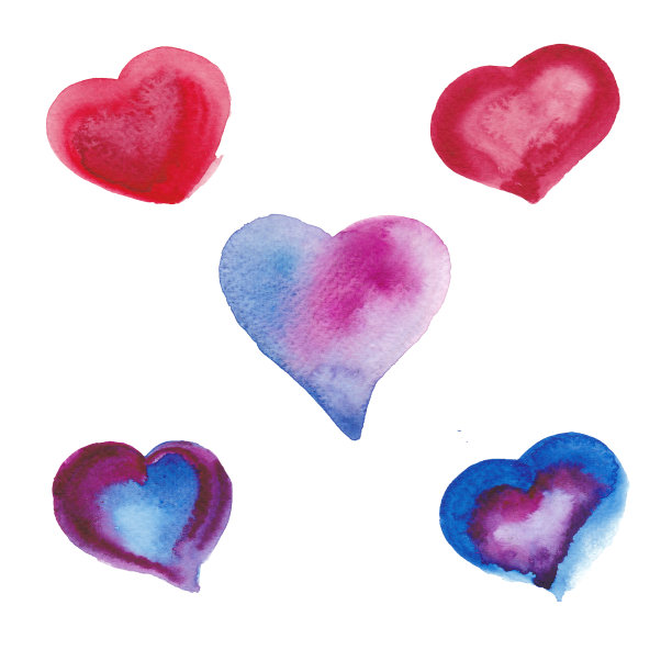 一套水彩心图片下载
