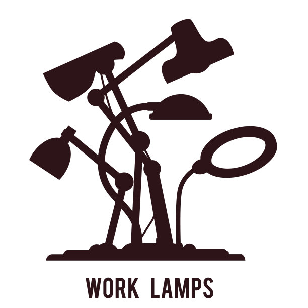 卡片与剪影的桌面工作灯平面矢量插图孤立。图片下载