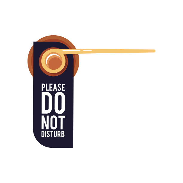 请不要打扰——黑色的酒店门牌挂在门把手上图片下载