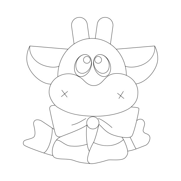 卡通牛。牛着色页面。2021年的牛市。新年。图片下载