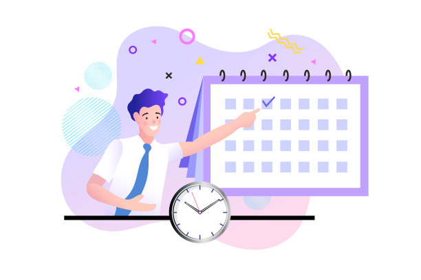 商人正在计划他的工作。新闻和事件，提醒和时间表。平面矢量图。图片下载