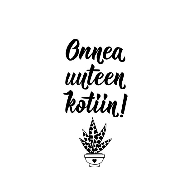芬兰语:祝你新家好运。刻字。横幅。书法矢量插图。图片下载
