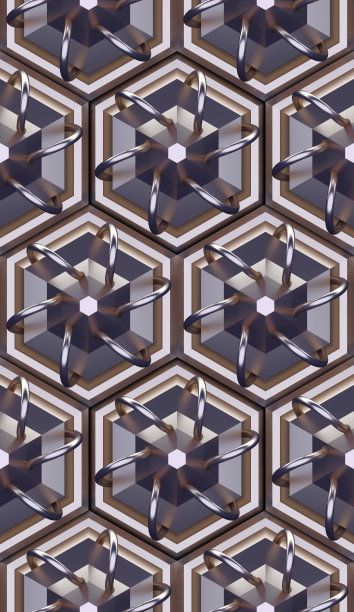3d格子六边形壁纸和3d背景。无缝蓝色金属壁纸3d渲染图片下载