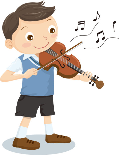 一个男孩拉着一把很适合大小的小提琴图片下载