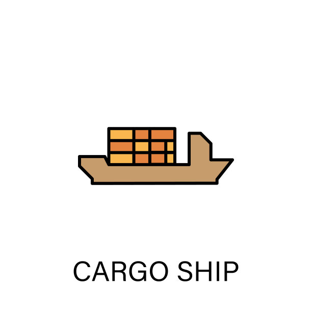 货船海运轮廓图标。符号和符号可以用于网页，标志，手机应用程序，UI，用户体验图片下载