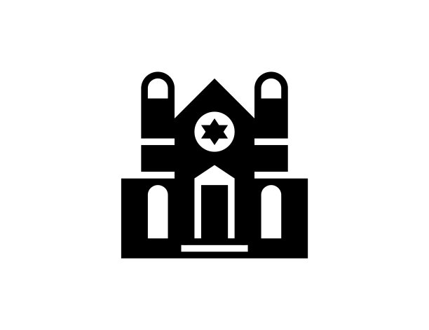 会堂矢量图标。孤立的犹太圣殿标志图片下载