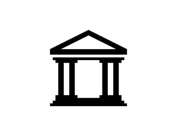 经典的建筑矢量图标。孤立的古典银行，博物馆建筑的标志图片下载