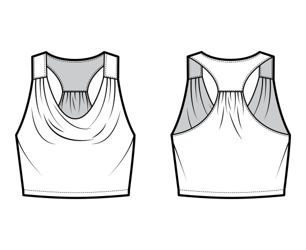 坦克赛车背兜帽露脐装技术时尚插画与皱，超大，腰长。平的服装穿破图片下载