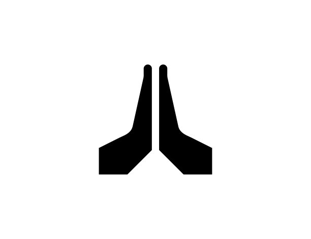 折叠双手矢量图标。孤立的祈祷手，合十礼手势，扁平的表情符号-向量图片下载